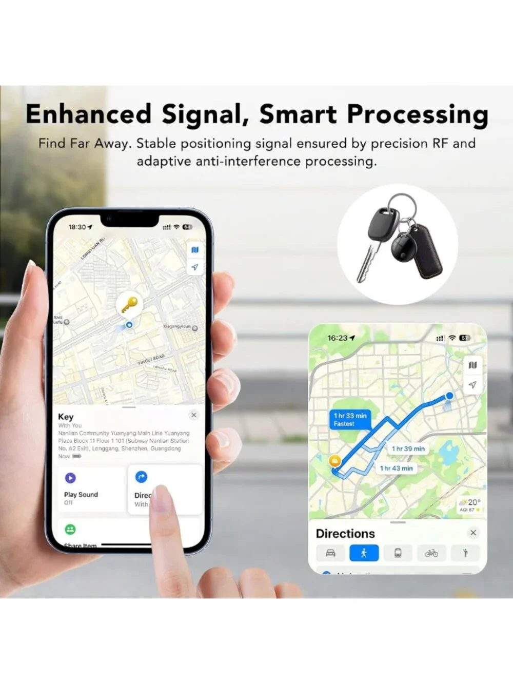 Smart Bluetooth Tracker Tags - 4 Pack, Waterproof, Replaceable Battery, Key